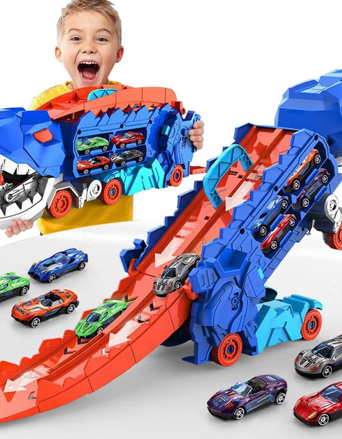 Load image into Gallery viewer, New Product Folding Dinosaur Transporter Car Competitive Game Roll to Eat Car Vehicle Racing Track with Mini Car Kid Gift Toy
