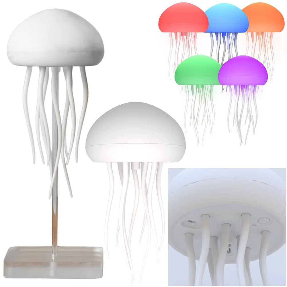 Jellyfish Lamp Voice Control Dancing RGB Gradient Jellyfish Bedside Lamp Rechargeable Table Lamp Touch Sensor Christmas Gift New